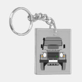 Grijze Pop Kunst Klassieke grond Rover auto Sleutelhanger (Voorkant Links)