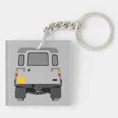 Grijze Pop Kunst Klassieke grond Rover auto Sleutelhanger (Achterkant)