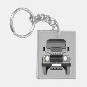 Grijze Pop Kunst Klassieke grond Rover Kar Kernrin Sleutelhanger (Voorkant Links)