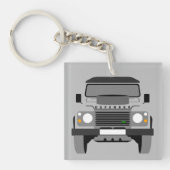 Grijze Pop Kunst Klassieke grond Rover Kar Kernrin Sleutelhanger (Voorkant)