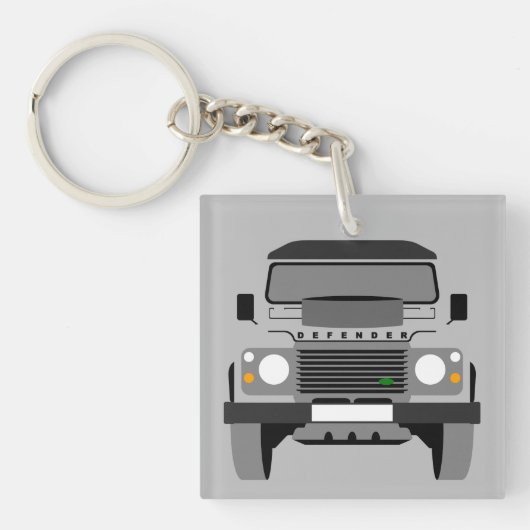 Grijze Pop Kunst Klassieke grond Rover Kar Kernrin Sleutelhanger (Voorkant)