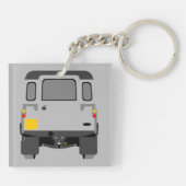 Grijze Pop Kunst Klassieke grond Rover Kar Kernrin Sleutelhanger (Achterkant)