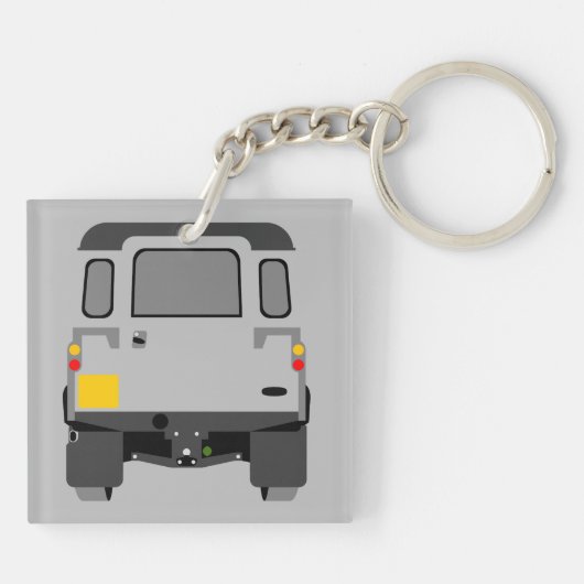 Grijze Pop Kunst Klassieke grond Rover Kar Kernrin Sleutelhanger (Achterkant)