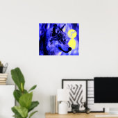 Grijze Poster afdrukken - Blauwe nachtwolven (Thuiskantoor)