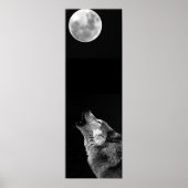 Grijze Poster met Wolf en Moon Panorama (Voorkant)