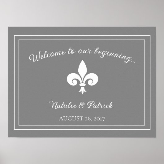 Grijze Poster voor het huwelijk van Lis (Voorkant)