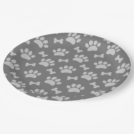 Grijze poten en Botten Papieren Bordje (Gekanteld)