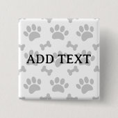 Grijze poten en Botten Vierkante Button 5,1 Cm (Voorkant)