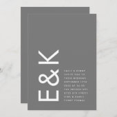 Grijze premie ultieme moderne monogram bruiloft kaart (Voorkant / Achterkant)