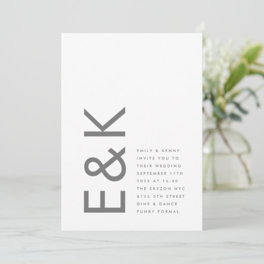 Grijze premie ultieme moderne monogram, vette vun kaart (Staand voorkant)