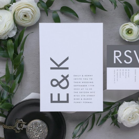 Grijze premie ultieme moderne monogram, vette vun kaart