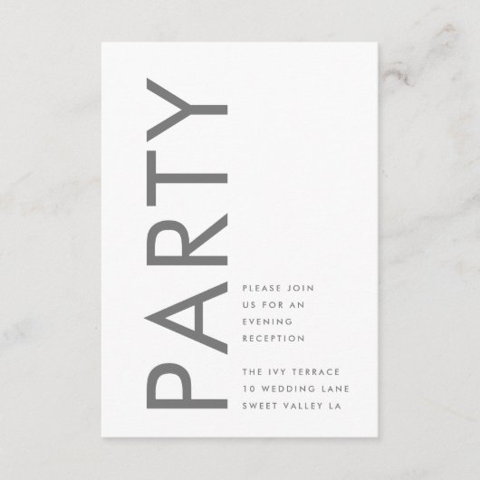 Grijze premie Ultimate Modern Monogram Bold Party Informatiekaartje (Voorkant)