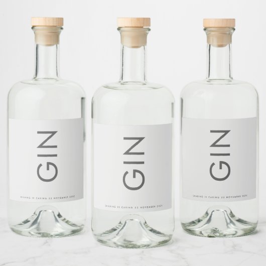 Grijze Premium Ultimate Modern Monogram Bold Gin Likeurfles Etiket (Flessen)