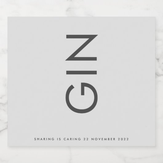 Grijze Premium Ultimate Modern Monogram Bold Gin Likeurfles Etiket (Enkel label)