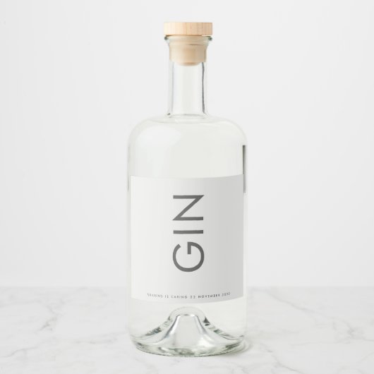 Grijze Premium Ultimate Modern Monogram Bold Gin Likeurfles Etiket (Voorkant)