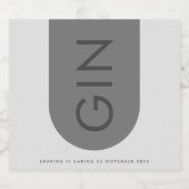 Grijze Premium Ultimate Moderne Monogram Arch Gin Likeurfles Etiket (Enkel label)