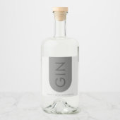 Grijze Premium Ultimate Moderne Monogram Arch Gin Likeurfles Etiket (Voorkant)