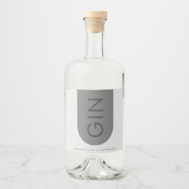 Grijze Premium Ultimate Moderne Monogram Arch Gin Likeurfles Etiket