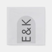 Grijze Premium Ultimate Moderne Monogram Huwelijks Servet (Voorkant)