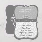 Grijze prins Kroonspiraaltjes Birthday Kaart (Voorkant / Achterkant)