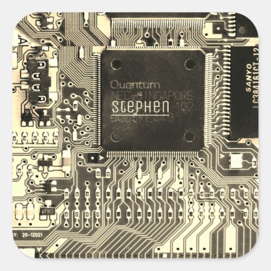 Grijze printplaat ・ Geek elektronische PCB Vierkante Sticker (Voorkant)