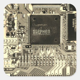 Grijze printplaat ・ Geek elektronische PCB Vierkante Sticker