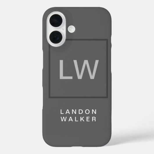 Grijze professionele eenvoudige moderne initialen  Case-Mate iPhone case (Achterkant)