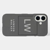Grijze professionele eenvoudige moderne initialen  Case-Mate iPhone case (Achterkant (horizontaal))