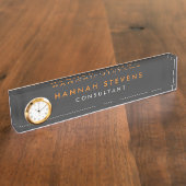 Grijze professionele moderne, minimalistische vlak naambordje (Zijkant)