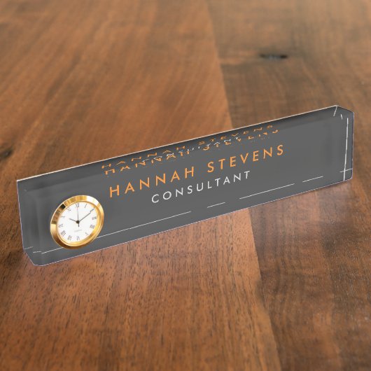 Grijze professionele moderne, minimalistische vlak naambordje (Zijkant)