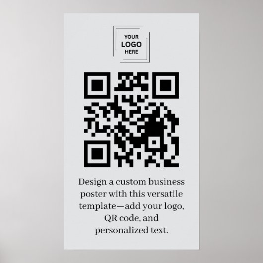 Grijze professionele QR-code zakelijke logo poster (Voorkant)