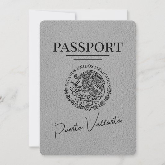 Grijze Puerta Vallarta Passport bruiloft Kaart (Achterkant)