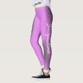 Grijze puntpatroon met naam op PINK Leggings (Links)