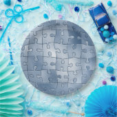 Grijze puzzel papieren bordje (Feest)