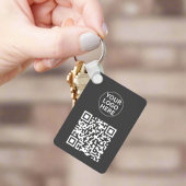 Grijze QR Code & Business Logo Moderne Promotie Sleutelhanger