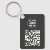 Grijze QR Code & Business Logo Moderne Promotie Sleutelhanger (Voorkant)
