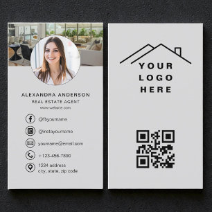 Grijze QR-code foto logo vastgoedmakelaar Visitekaartje