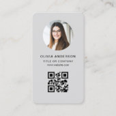 Grijze QR-code fotokaart Visitekaartje (Voorkant)