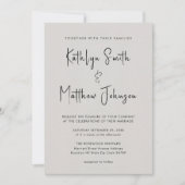 Grijze QR-code in één modern script, chic Wedding Kaart (Voorkant)