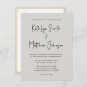 Grijze QR-code in één modern script, chic Wedding Uitnodiging Briefkaart (Voorkant / Achterkant)