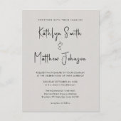 Grijze QR-code in één modern script, chic Wedding Uitnodiging Briefkaart (Voorkant)