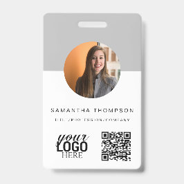 Grijze QR-code Zakelijk Logo ID-kaart Zakelijk  Badge