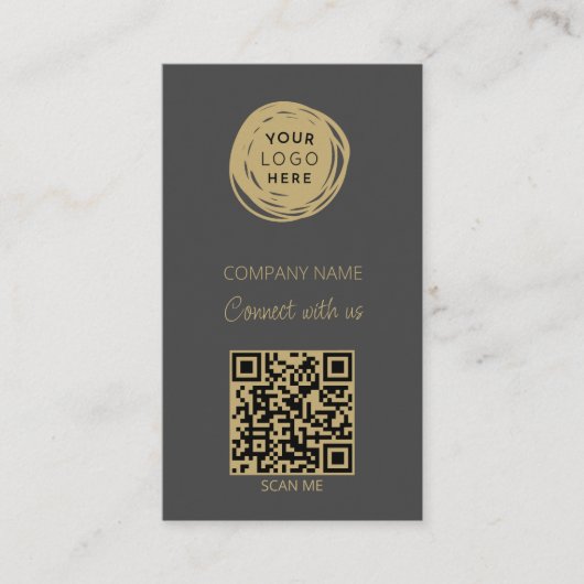 Grijze QR-Code Zakelijke Logo Modern Visitekaartje (Voorkant)