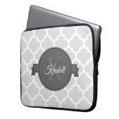 Grijze Quatrefoil-laptophoes Laptop Sleeve (Voorkant Links)