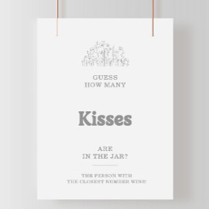 Grijze raad hoeveel kussen bruidsfeest spel  poster