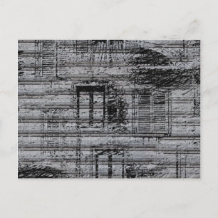 grijze ramen en krabbels op metalen met getexturee briefkaart