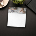 Grijze rand 2 Fotorasterpatroon Notitieblok<br><div class="desc">Net patterned notepad gepersonaliseerd met twee foto's gemaakt door een grijze rand. Aangepaste laptop met twee fotosjablonen en een apart grafiekpapier.</div>