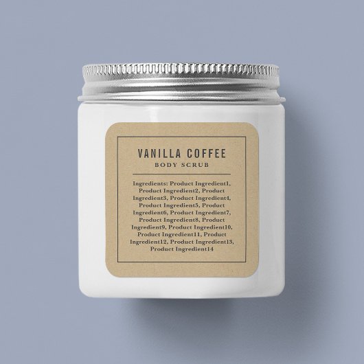 Grijze rand en lijningrediënten Lijst Kraft Label