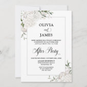 Grijze rand Witte Floral bruiloft na partij Kaart (Voorkant)