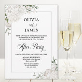 Grijze rand Witte Floral bruiloft na partij Kaart